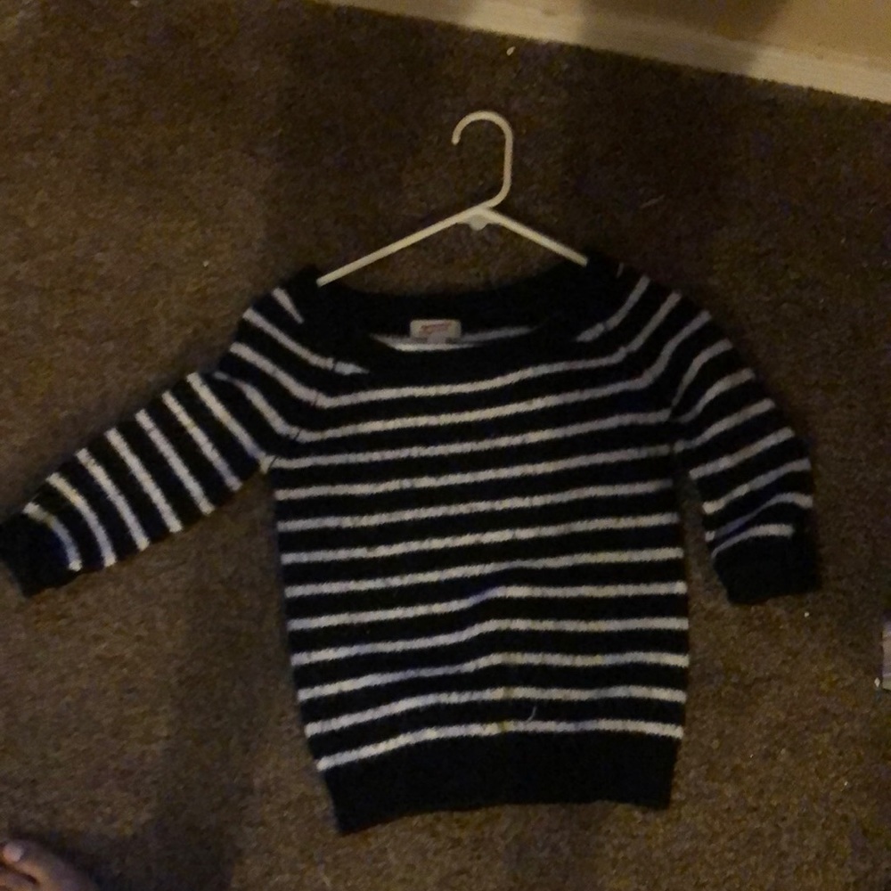 Fuzzy striped sweater cropped